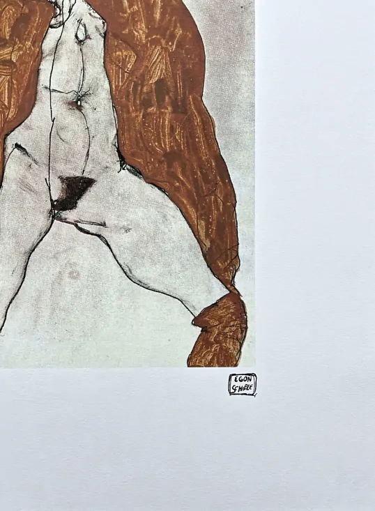 Egon Schiele - Nude of Face 112/200 - limitovaná edice, s certifikátem, 50x70 cm