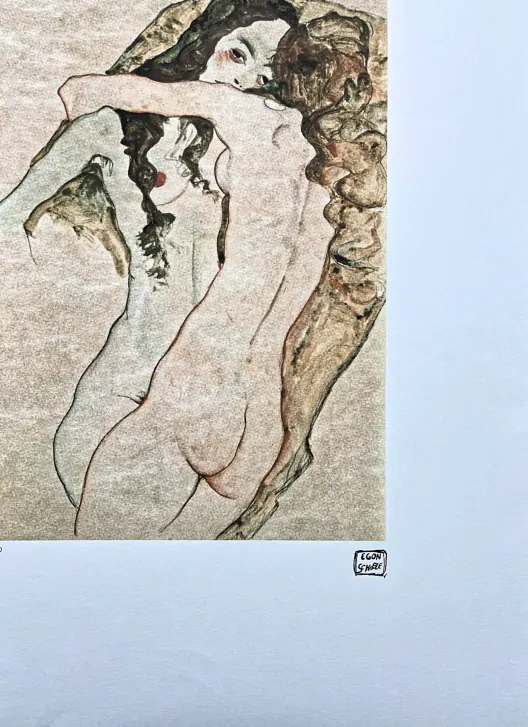 Egon Schiele - Two Women Embracing x/200 - limitovaná edice, s certifikátem, 50x70 cm