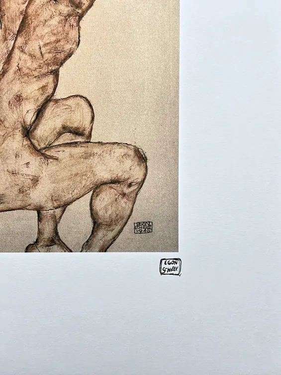 Egon Schiele - The Crouching down 56/200 - limitovaná edice, s certifikátem, 50x70 cm