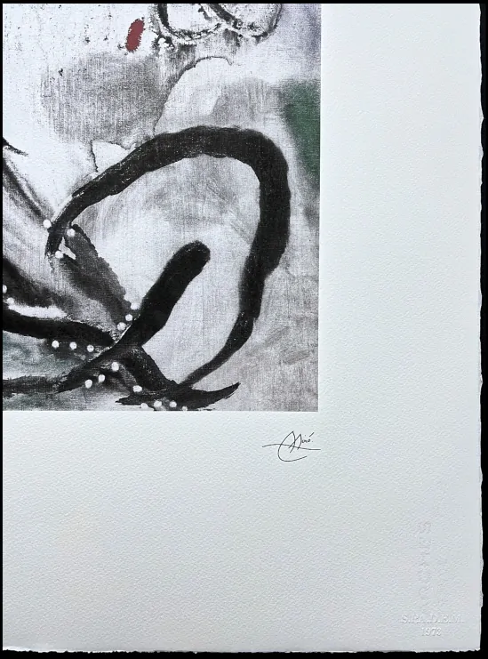 Joan Miró - Untitled with white 60/150 - limitovaná edice s certifikátem, signováno, 56x76cm