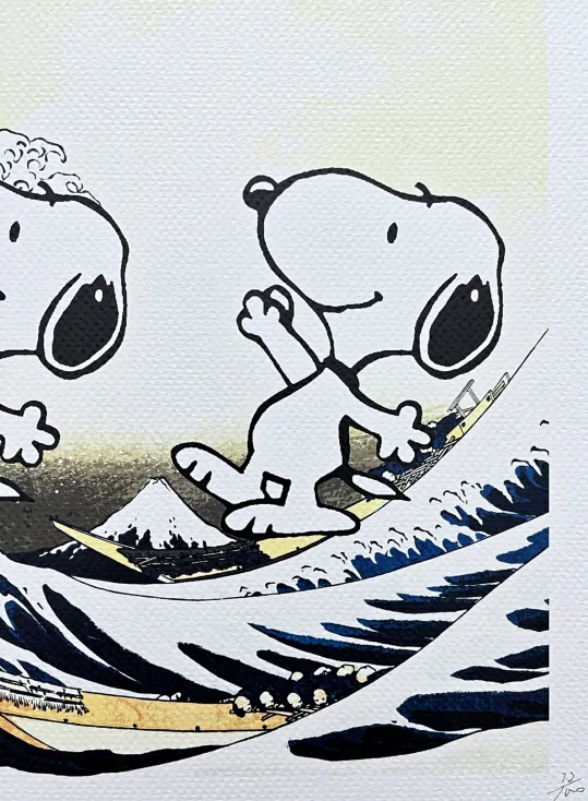 Death NYC - Hokusai a Snoopy - limitovaná edice s certifikátem, 45x32cm
