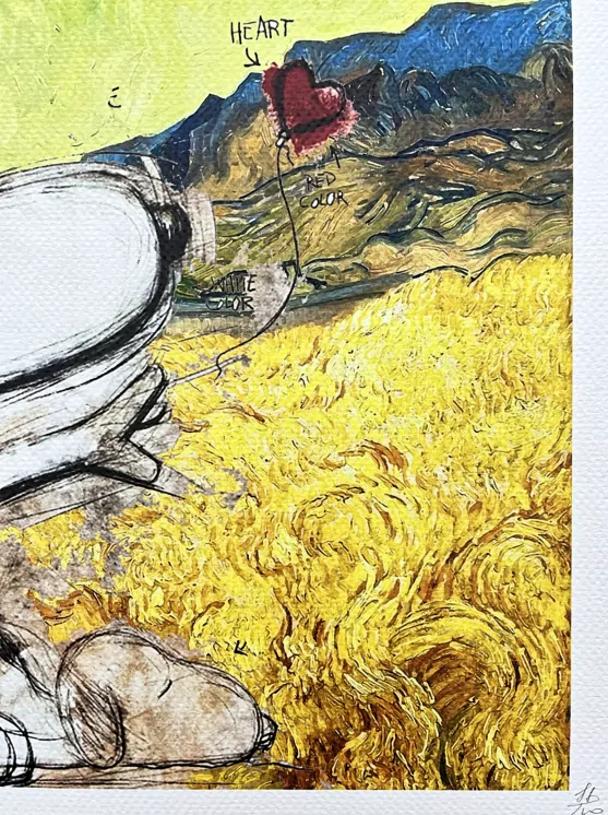 Death NYC - Snoopy a Vincent van Gogh Field behind Saint-Paul hospital - limitovaná edice s certifikátem, 45x32cm