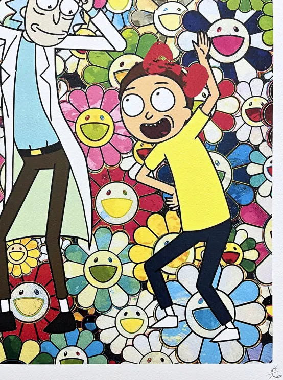 Death NYC - Rick a Morty, Murakami - limitovaná edice s certifikátem, 32x45cm