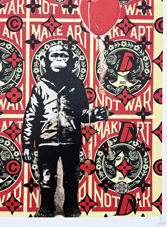 Death NYC - Banksy Chimpanzee a Obey - limitovaná edice s certifikátem, 32x45cm