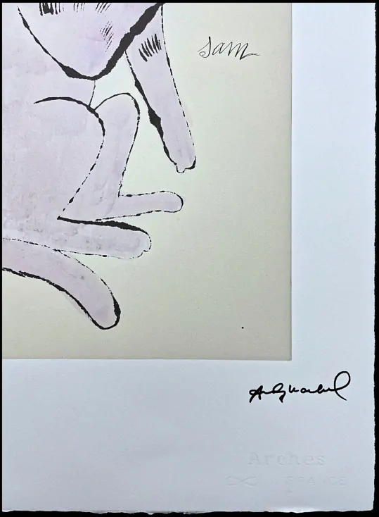 Andy Warhol - Cat Sam béžovo-fialový 51/100 - edice Leo Castelli s certifikátem