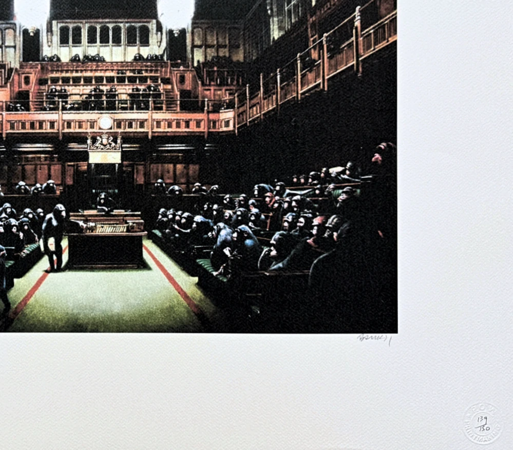 Banksy - Devolved Parliament 139/150 - číslovaná edice s certifikátem, 70x50cm