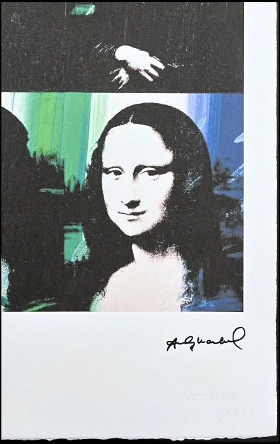 Andy Warhol - Mona Lisa zeleno-modrá x/100 - edice Leo Castelli s certifikátem