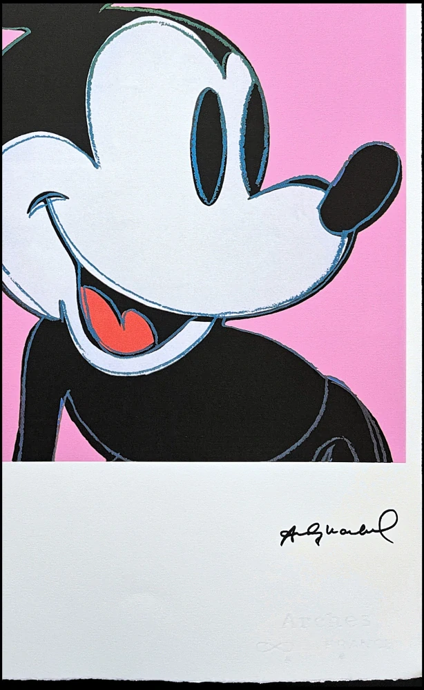 Andy Warhol - Mickey Mouse růžový x/100 - edice Leo Castelli s certifikátem