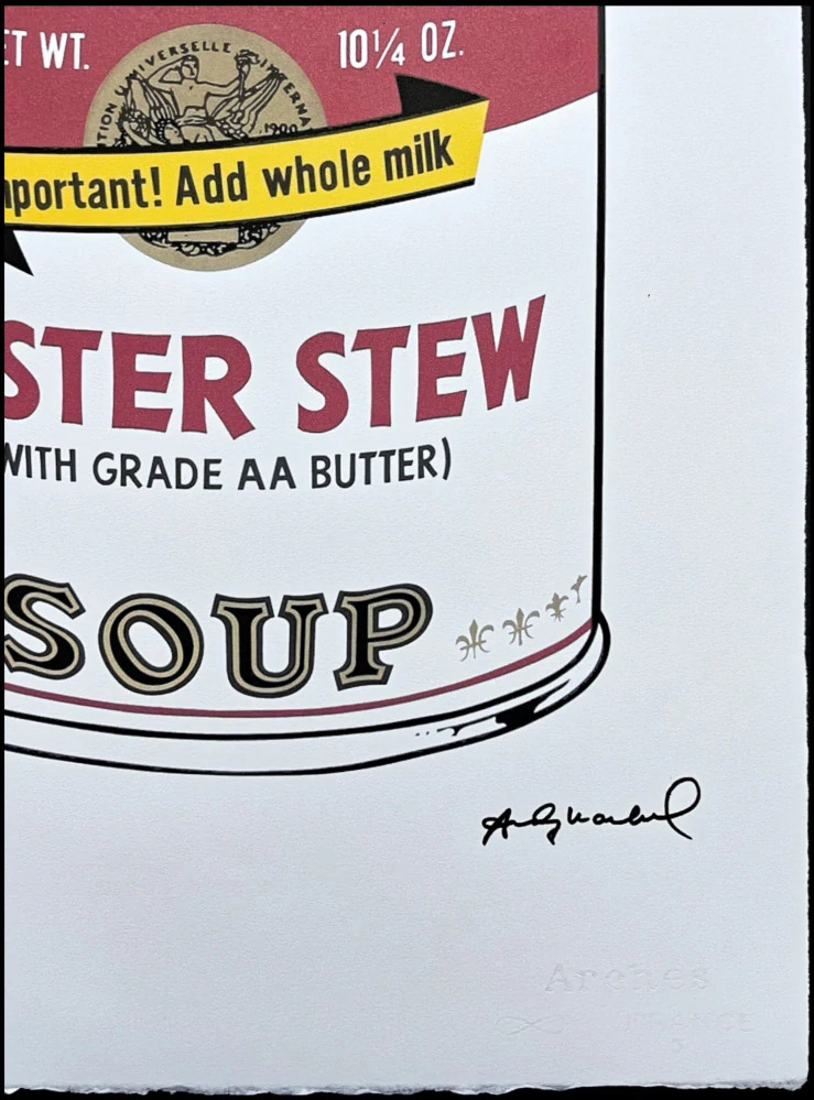 Andy Warhol - Campbell's Soup Oyster Stew 50/100 - edice Leo Castelli s certifikátem