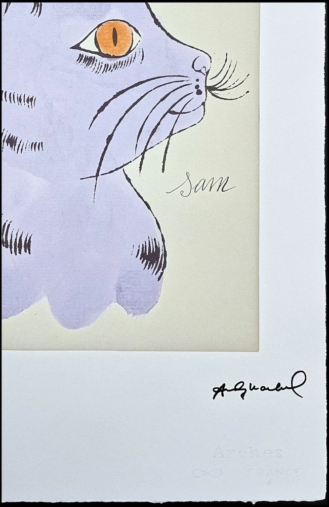 Andy Warhol - Cat Sam modro-béžový 71/100 - edice Leo Castelli s certifikátem
