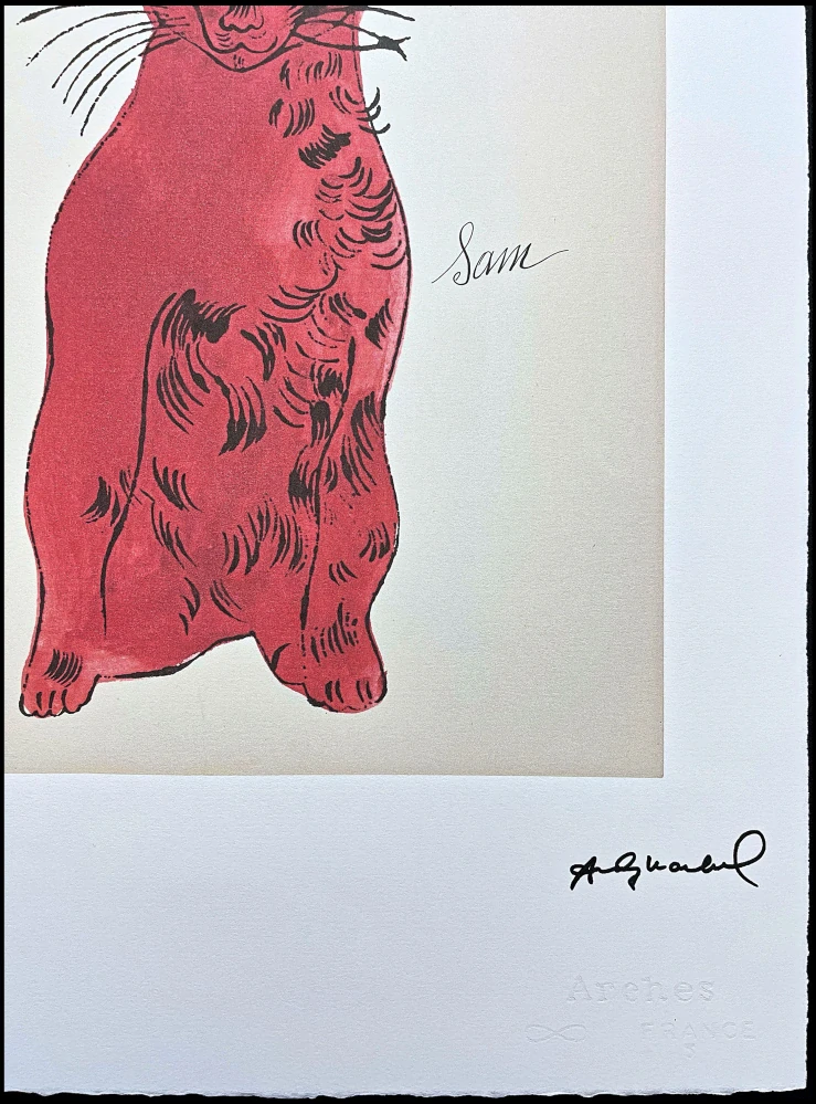Andy Warhol - Cat Sam červený 63/100 - edice Leo Castelli s certifikátem