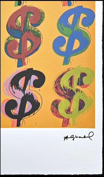 Andy Warhol - 9x Dollar Sign 41/100 - edice Leo Castelli s certifikátem