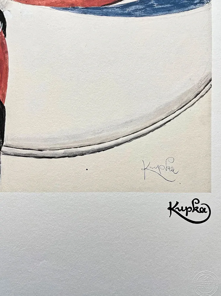 František Kupka - Abstrakce s červenou a modrou I 86/350 - limitovaná edice s certifikátem, 50x70cm