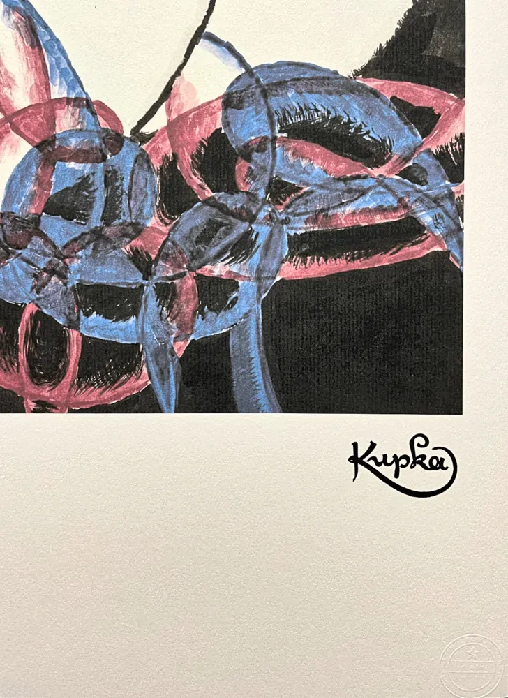 František Kupka - Abstrakce s červenou a modrou II 10/350 - limitovaná edice s certifikátem, 50x70cm