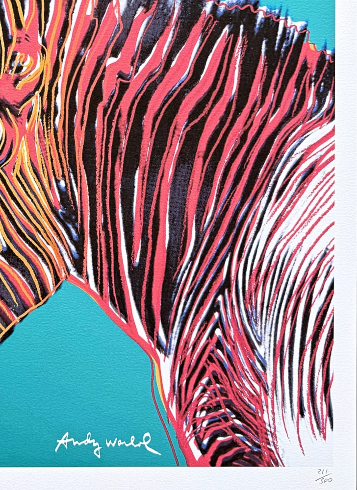 Andy Warhol - Grevys Zebra modrá 211/500 - signováno, 50x50cm, limitovaná edice CMOA s certifikátem