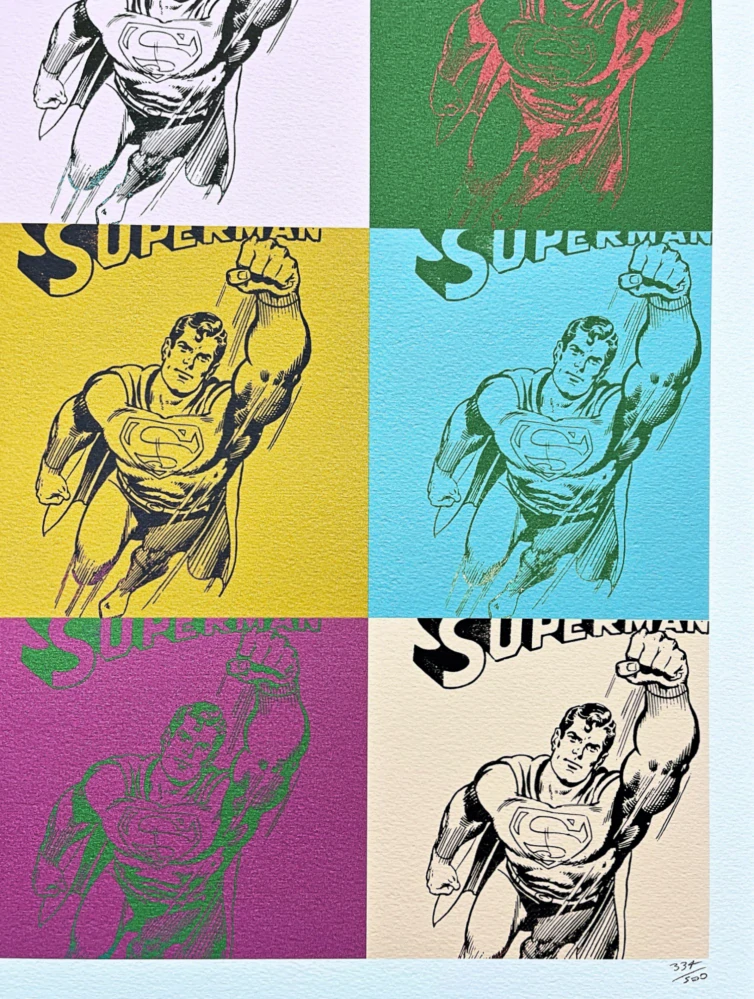 Andy Warhol - 9x Superman 334/500 - signováno, 50x50cm, limitovaná edice CMOA s certifikátem