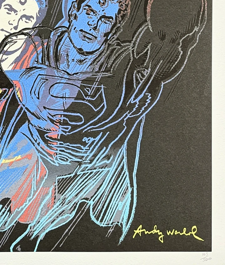 Andy Warhol - Superman černo-modrý 105/500 - signováno, 50x50cm, limitovaná edice CMOA s certifikátem