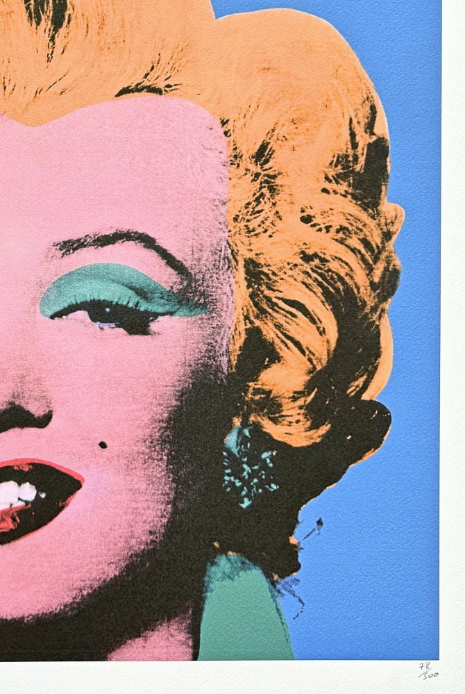 Andy Warhol - Marilyn Monroe světle modrá 78/500 - signováno, 50x50cm, limitovaná edice CMOA s certifikátem