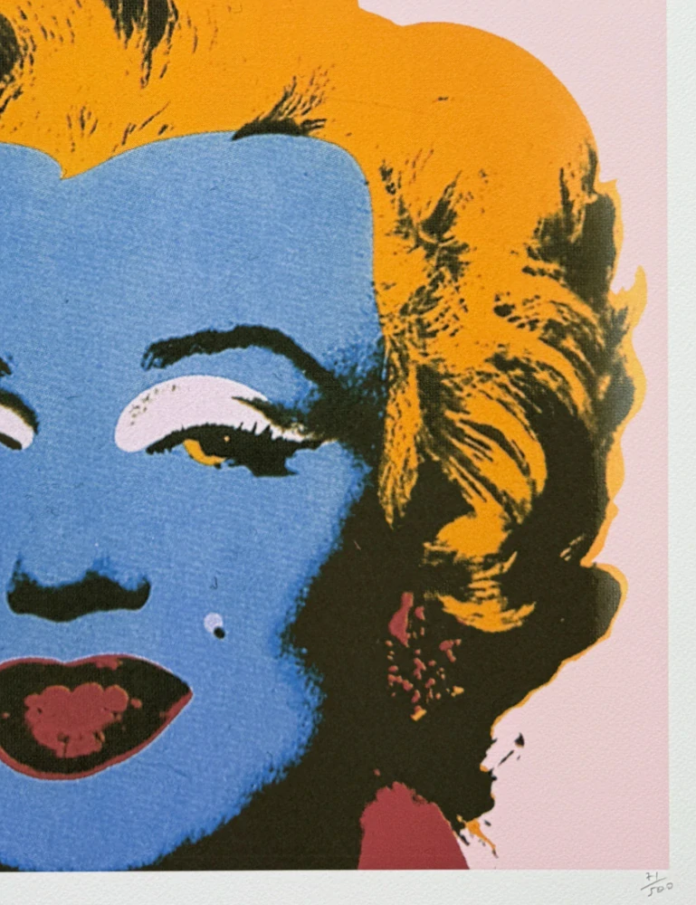 Andy Warhol - Marilyn Monroe modro-žlutá 71/500 - signováno, 50x50cm, limitovaná edice CMOA s certifikátem