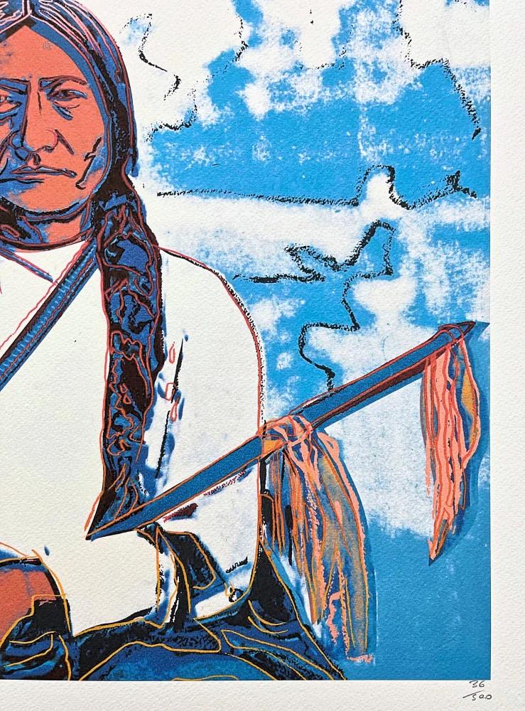 Andy Warhol - Sitting Bull bílo-modrý 36/500 - signováno, 50x50cm, limitovaná edice CMOA s certifikátem