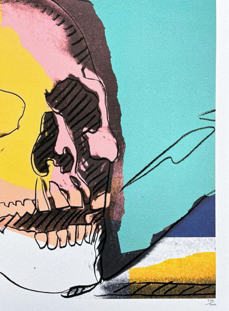 Andy Warhol - Skull žlutá 320/500 - signováno, 50x50cm, limitovaná edice CMOA s certifikátem