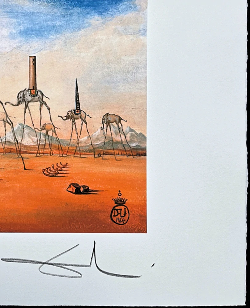 Salvador Dalí - Elephants Giraffe - signováno, limitovaná edice, 50x66cm