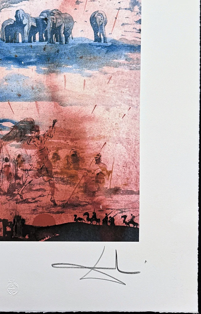 Salvador Dalí - Les Elephants sur Nuages - signováno, limitovaná edice, 50x66cm