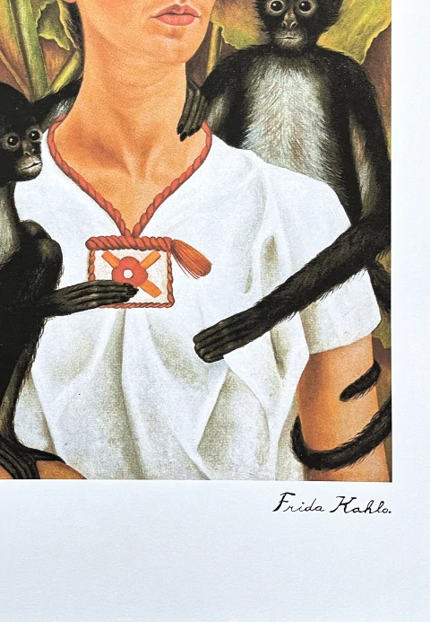 Frida Kahlo - Self Portrait with monkeys 103/250 - limitovaná edice s certifikací, 50x70cm