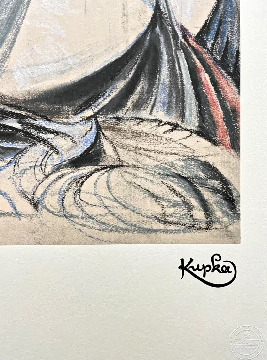 František Kupka - Composition blue and orange 58/350 - limitovaná edice s certifikátem, 50x70cm