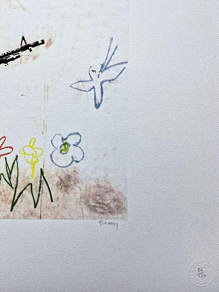 Banksy - Crayon shooter 86/150 - číslovaná edice s certifikátem, 50x70cm