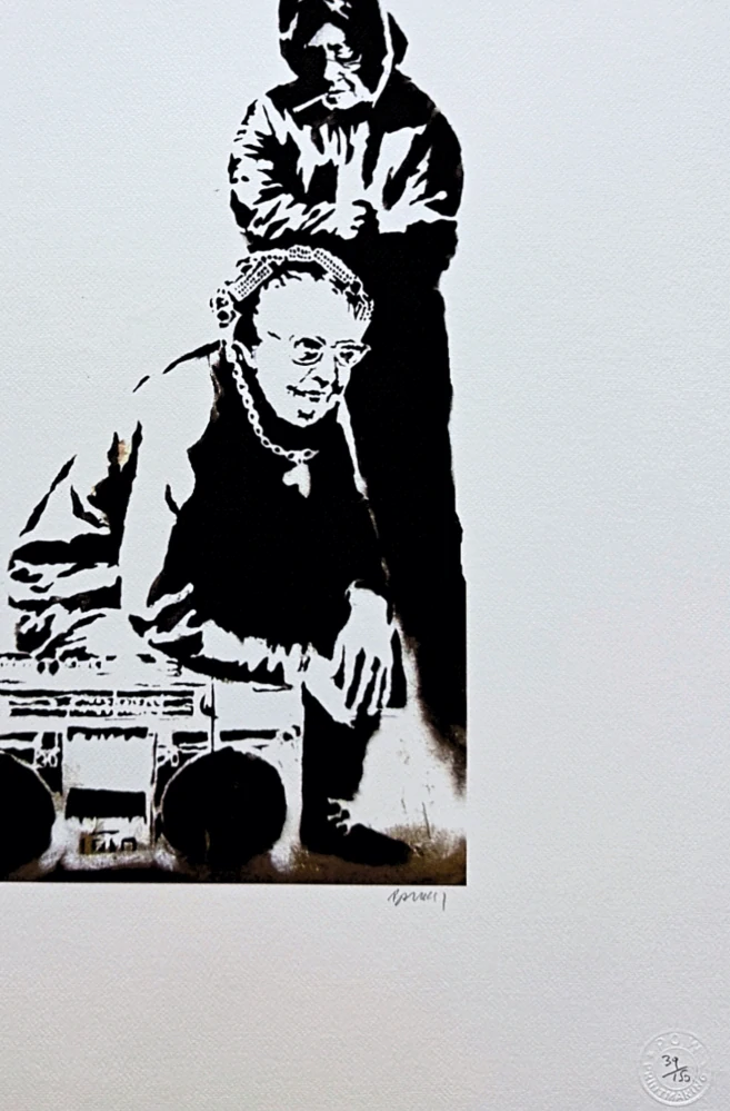 Banksy - Old school grannies 39/150 číslovaná edice s certifikátem, 50x70cm