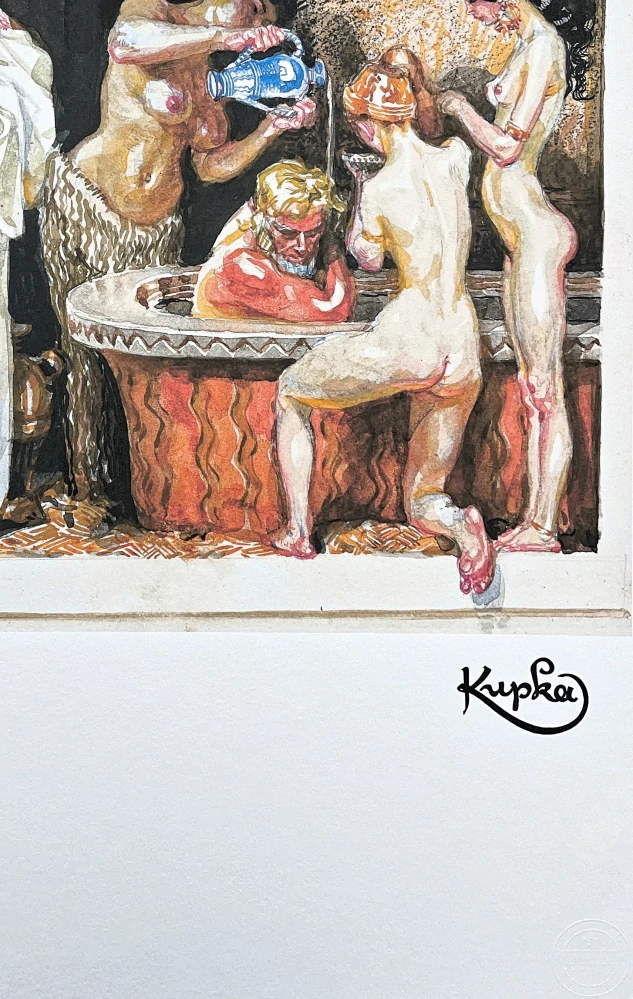 František Kupka - Taking bath 92/350 - limitovaná edice s certifikátem, 50x70cm