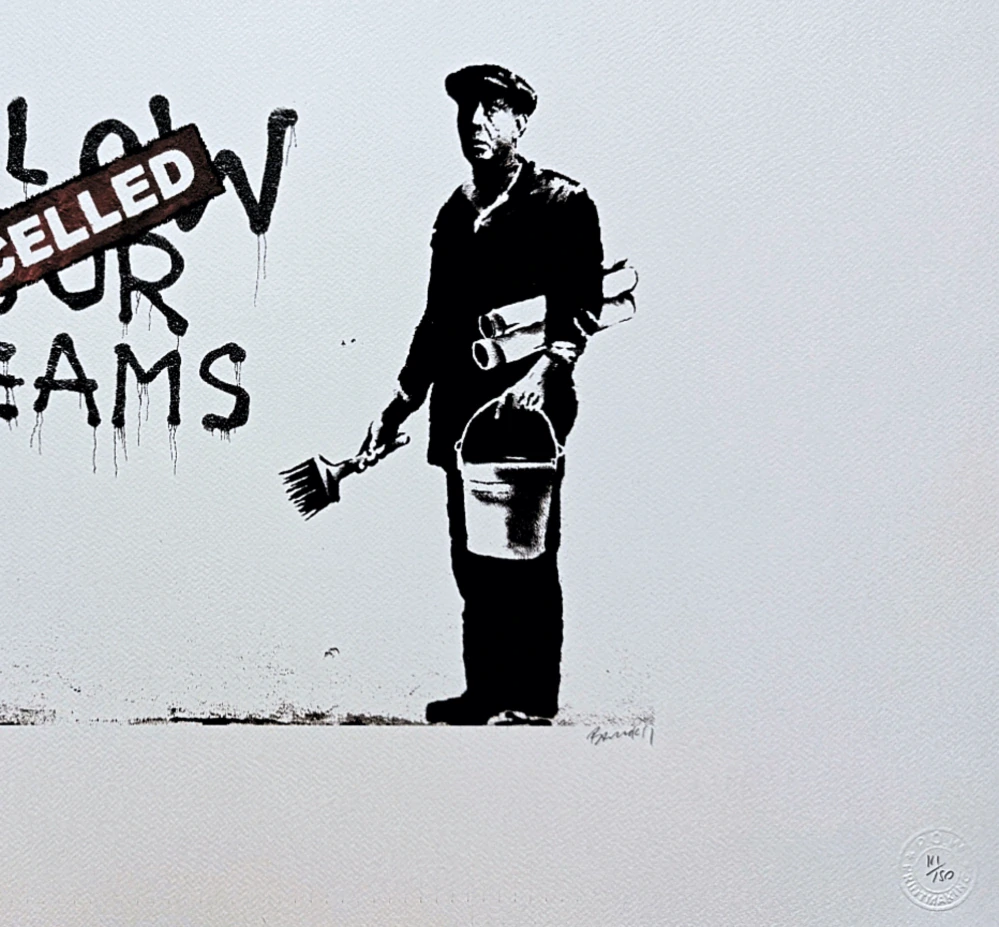 Banksy - Follow your dreams 111/150 - číslovaná edice s certifikátem, 70x50cm