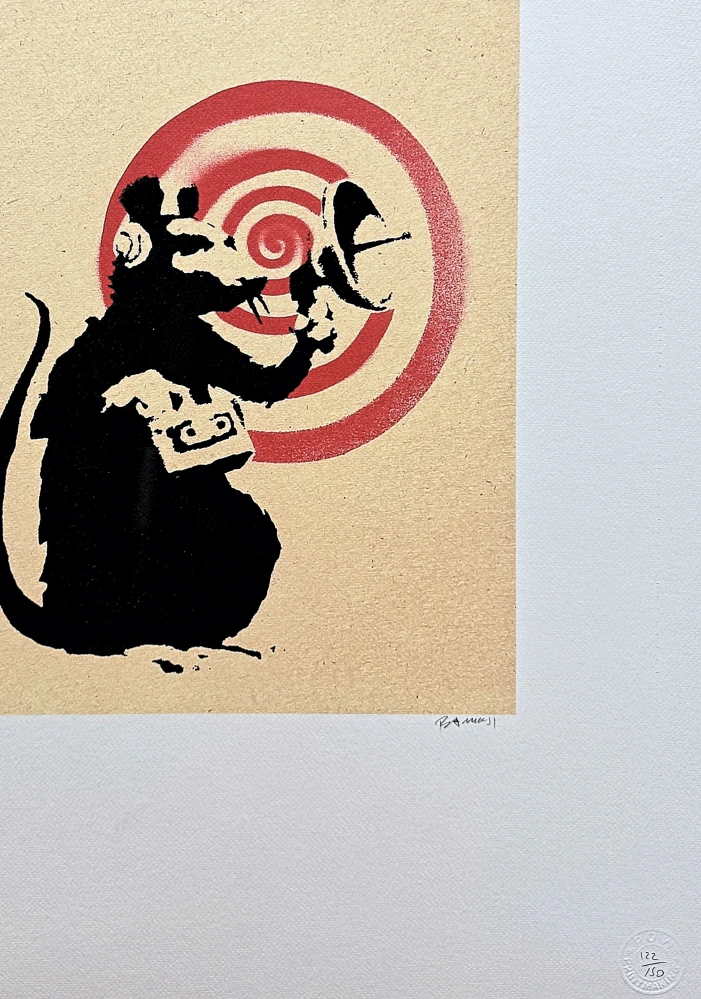 Banksy - Radar Rat 122/150 - číslovaná edice s certifikátem, 50x70cm