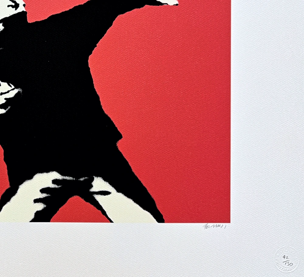 Banksy - Flower Thrower 42/150 - číslovaná edice s certifikátem, 70x50cm