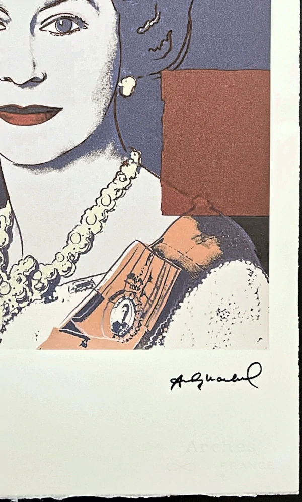 Andy Warhol - Queen Elizabeth II. modro hnědá 70/100 - edice Leo Castelli s certifikátem