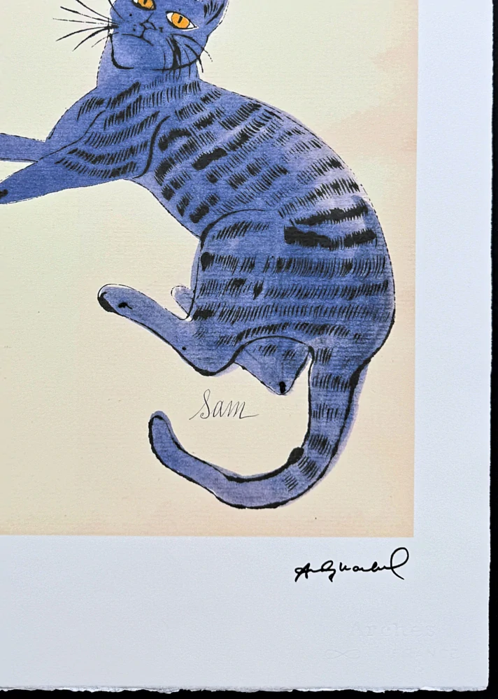 Andy Warhol - Cat Sam - tmavě modrý ležící 47/100 - edice Leo Castelli s certifikátem