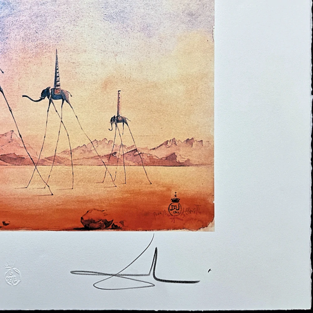 Salvador Dalí - Three Elephants - signováno, limitovaná edice, 50x66cm