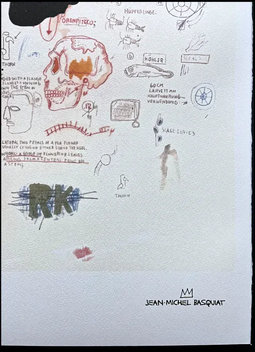 Jean-Michel Basquiat - Skull and bones 211/300 - limitovaná edice, signováno, 50x70cm