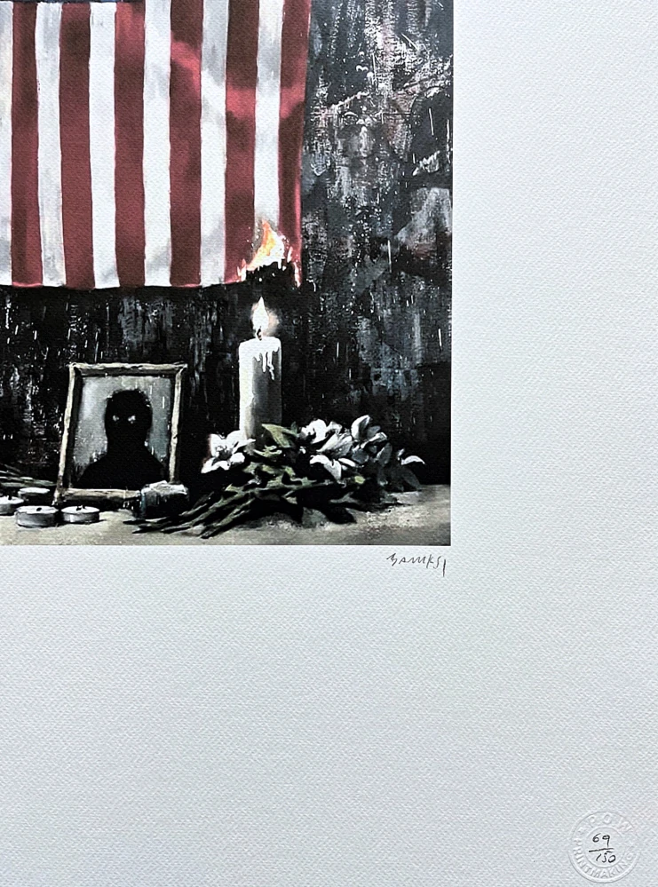 Banksy - USA flag 69/150 - číslovaná edice s certifikátem, 50x70cm
