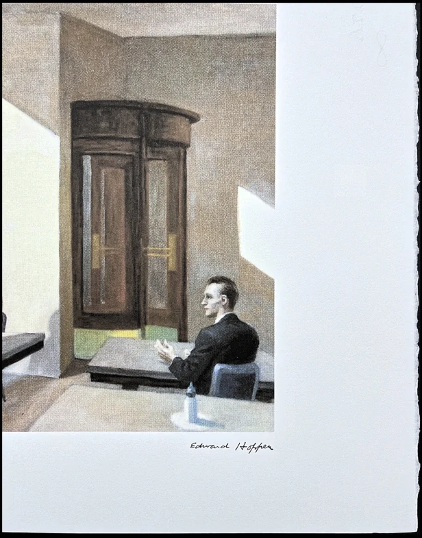Edward Hopper - Sunlight in a cafeteria 53/150 - limitovaná edice, s certifikátem, 57x38 cm