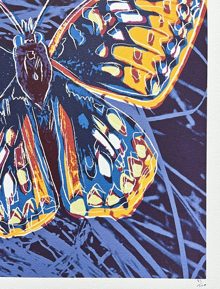 Andy Warhol - Butterfly modrý 75/500 - signováno, 50x50cm, limitovaná edice CMOA s certifikátem