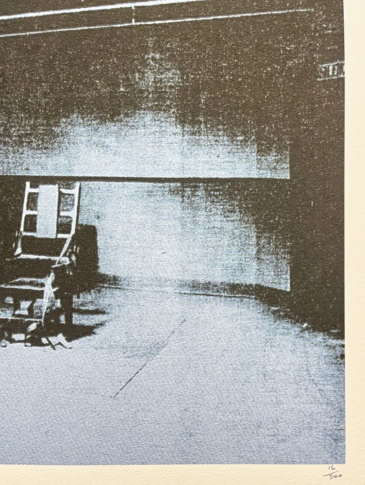 Andy Warhol - Electric chair modré 16/500 - signováno, 50x50cm, limitovaná edice CMOA s certifikátem