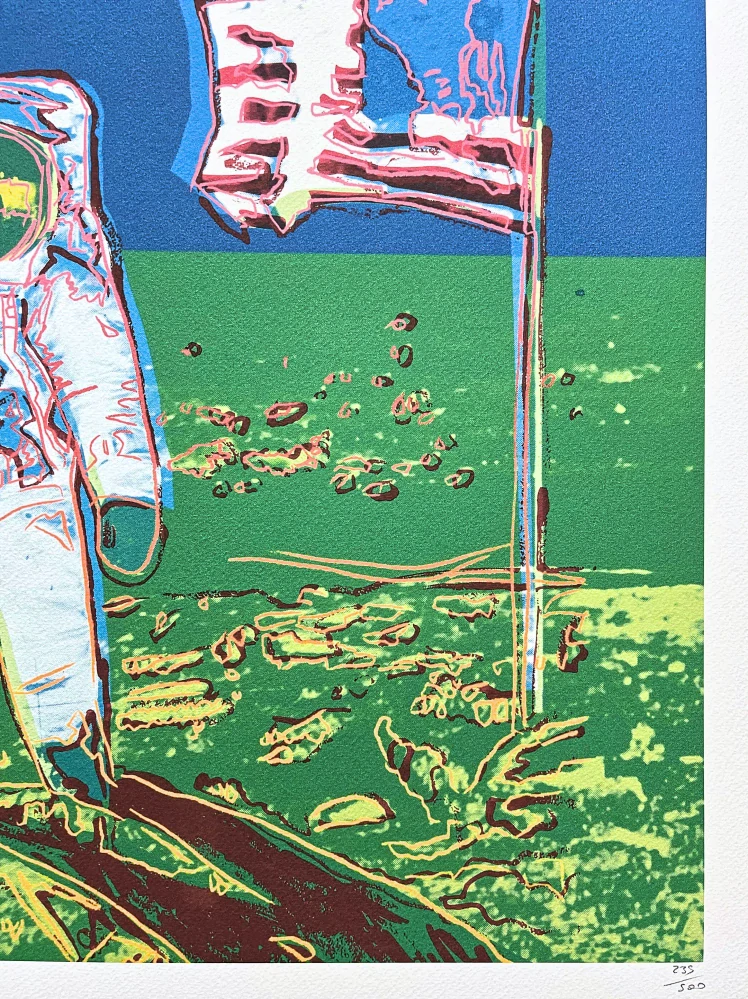Andy Warhol - Moonwalk - zeleno-modrý x/500 - signováno, 50x50cm, limitovaná edice CMOA s certifikátem