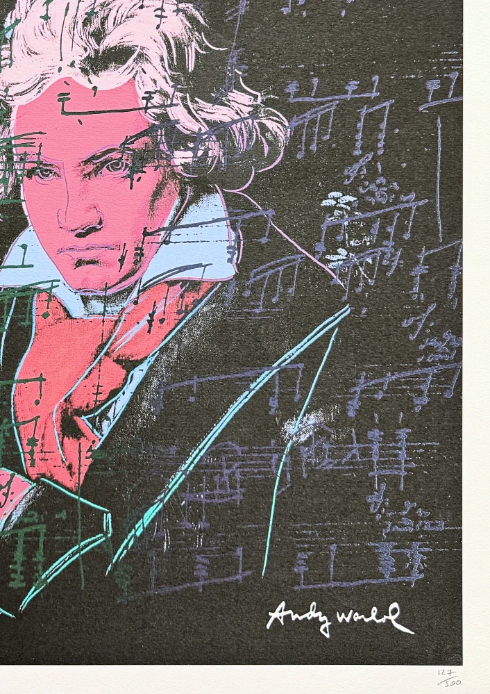 Andy Warhol - Beethoven - růžovo-černý 127/500 - signováno, 50x50cm, limitovaná edice CMOA s certifikátem