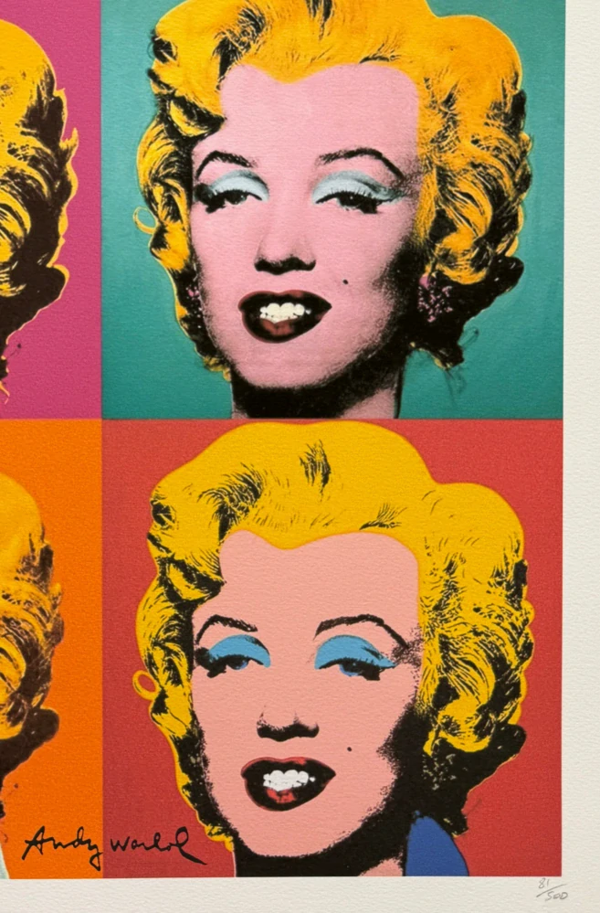 Andy Warhol - 4x barevná Marilyn Monroe 81/500 - signováno, 50x50cm, limitovaná edice CMOA s certifikátem