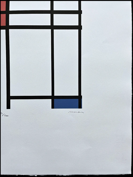 Piet Mondrian - Composition with red, blue and white 71/200 - signováno, limitovaná edice, 50x66cm