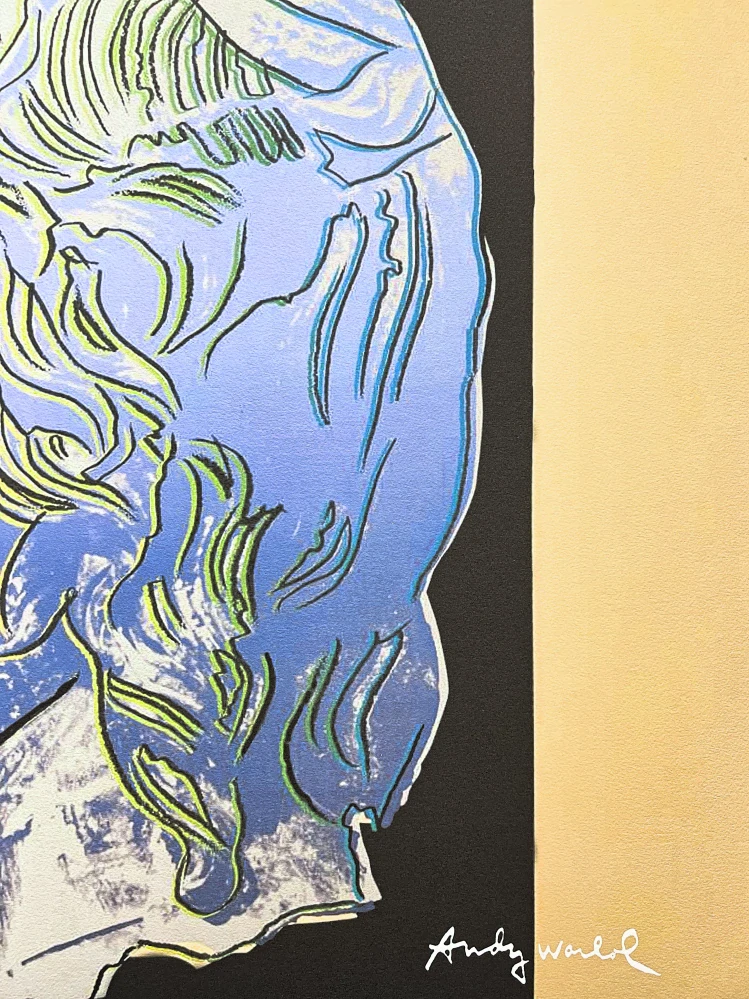 Andy Warhol - Alexander the Great modrý s béžovým pruhem 330/2400 - 60x60, limitovaná edice CMOA s certifikátem