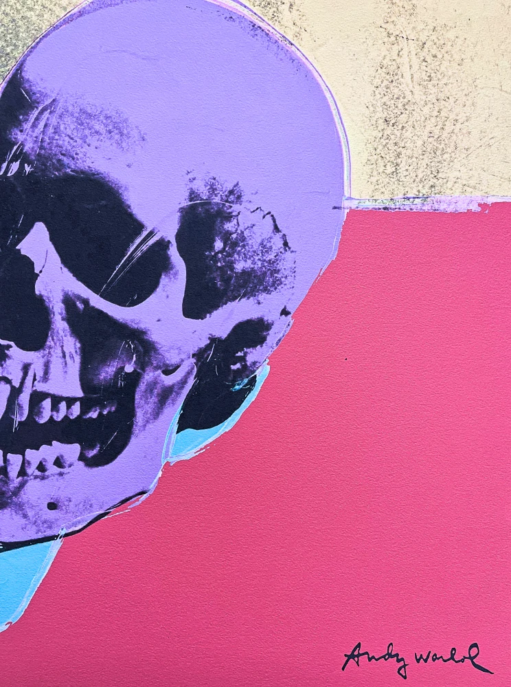 Andy Warhol - Skull na červeném pozadí 138/2400 - 60x60, limitovaná edice CMOA s certifikátem