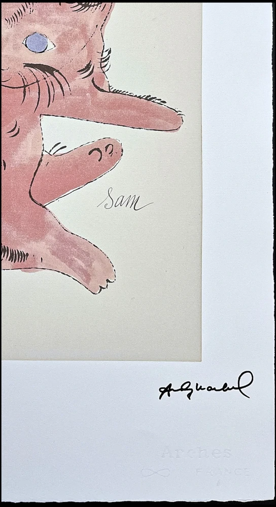 Andy Warhol - Cat Sam hnědo-červený x/100 - edice Leo Castelli s certifikátem